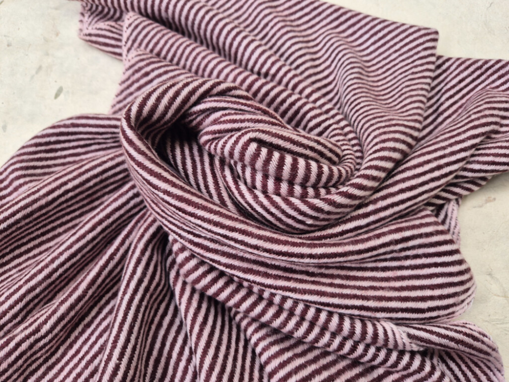 Flauschiger Kaschmir-Schal von LWH | Altrosa & Bordeaux | handgewebt in Nepal | 65×195 cm