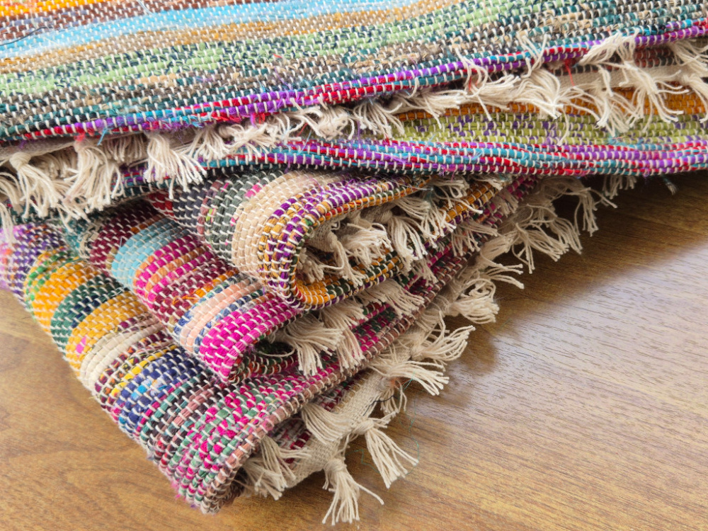 Preview: Teppich aus recyceltem Sari | ca. 200 × 100 cm | Zufallsausführung | LWH, Nepal