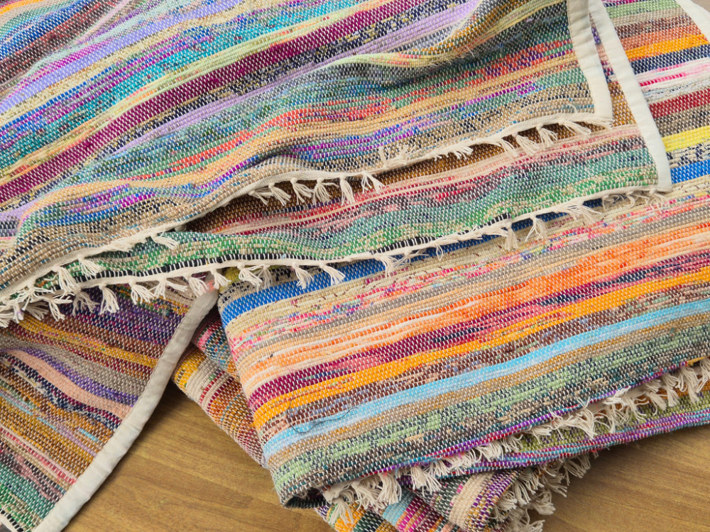 Preview: Teppich aus recyceltem Sari | ca. 200 × 100 cm | Zufallsausführung | LWH, Nepal