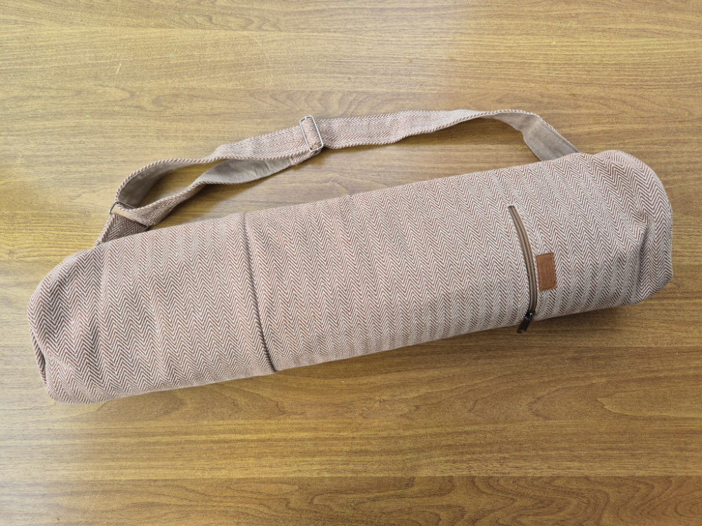 Preview: Handgewebte Yoga-Matte aus Baumwolle | Aschbraun | LWH