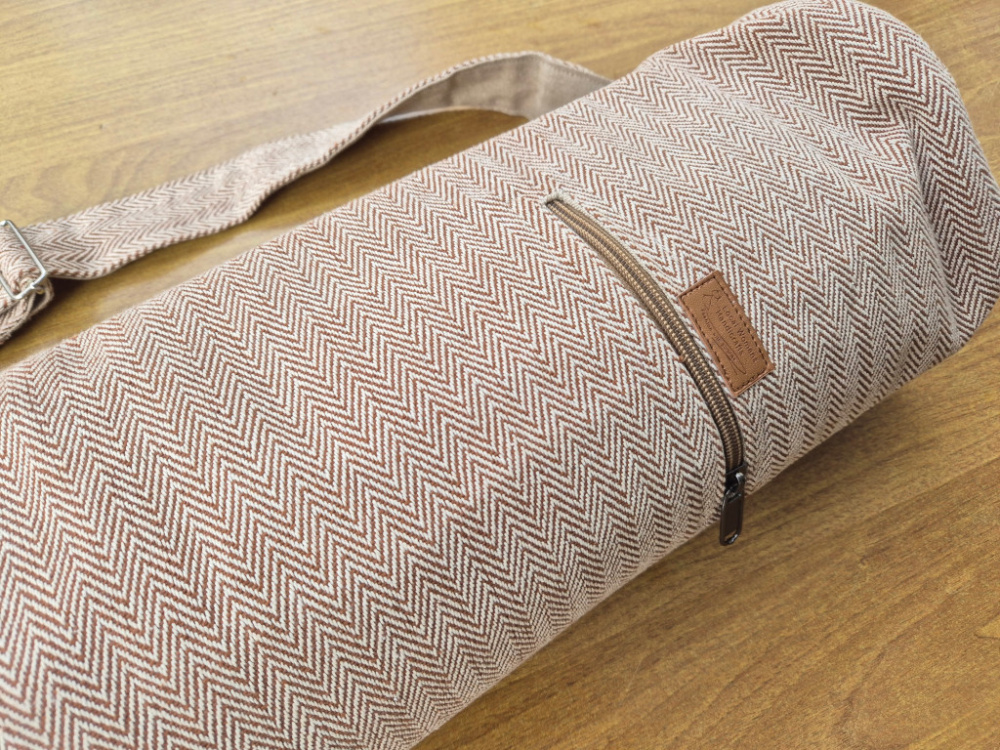 Preview: Handgewebte Yoga-Matte aus Baumwolle | Aschbraun | LWH