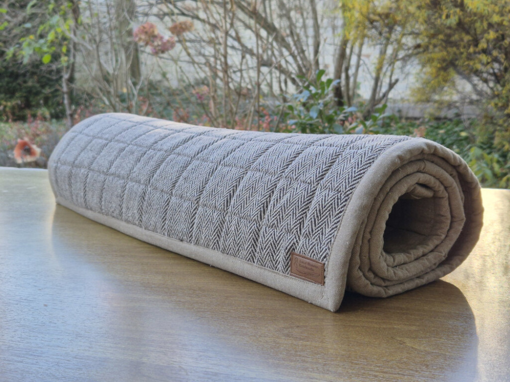 Preview: Handgewebte Yoga-Matte aus Baumwolle | Aschbraun | LWH