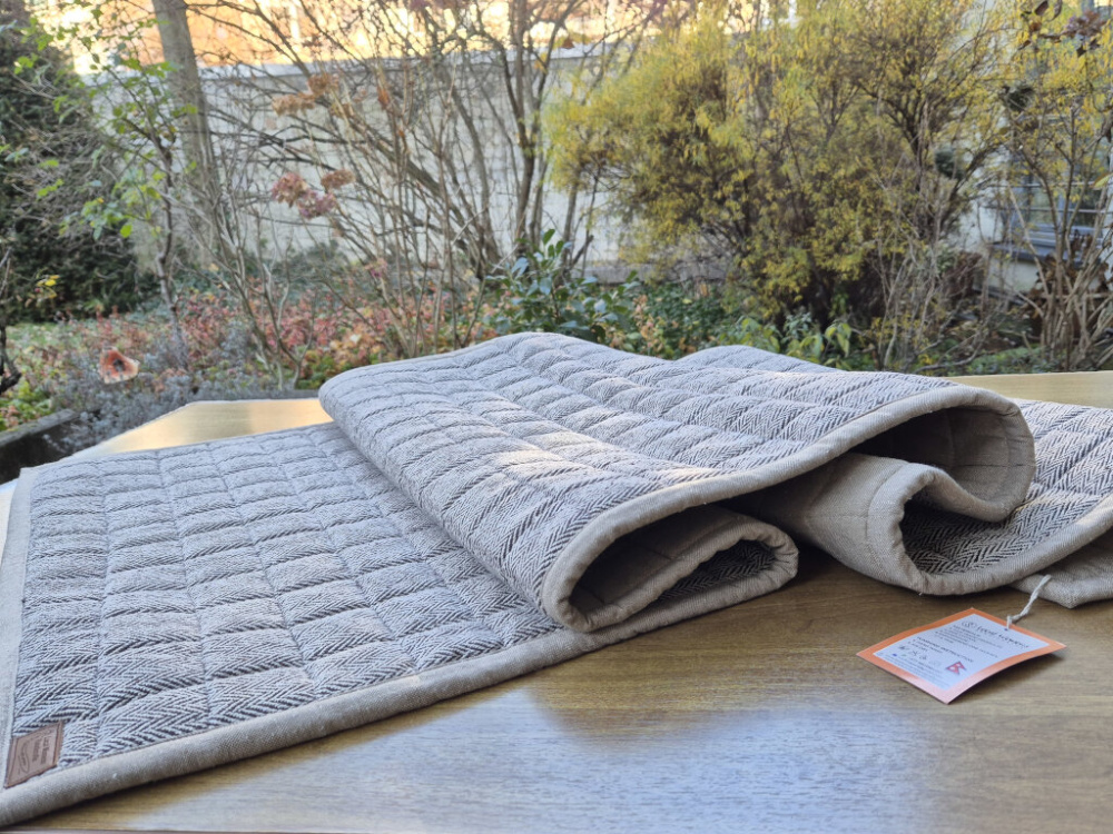 Handgewebte Yoga-Matte aus Baumwolle | Aschbraun | LWH