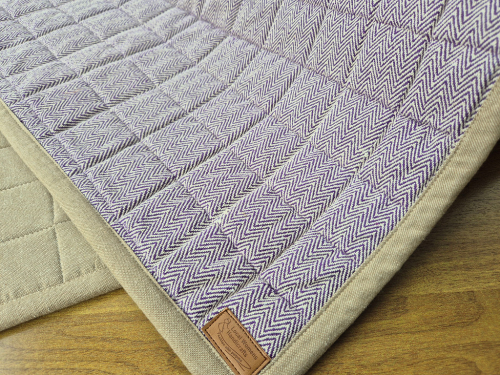 Preview: Yoga-Matte mit passender Transporttasche | Handgewebt aus Baumwolle | Lila (Violett) | LWH