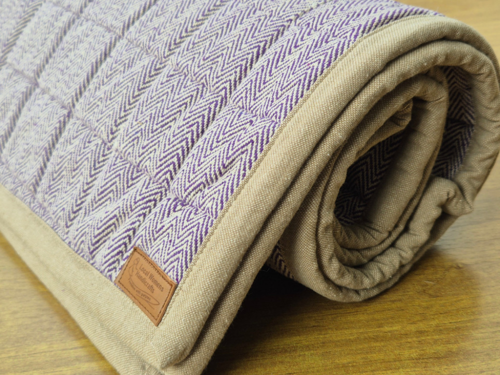 Preview: Yoga-Matte mit passender Transporttasche | Handgewebt aus Baumwolle | Lila (Violett) | LWH