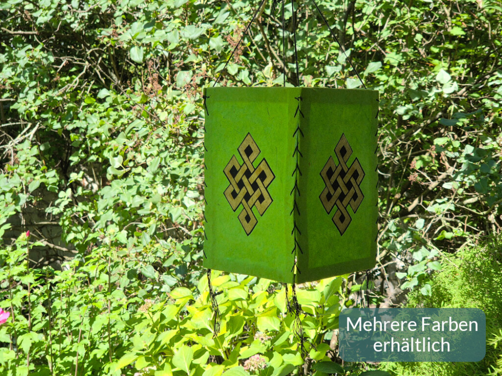 Handgefertigter Lokta Lampenschirm mit Unendlichem Knoten aus Nepal