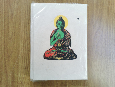 Extra dickes Lokta-Notizbuch  | Motiv: Buddha | ca. 15x20cm, ~60 Seiten, Farbe auswählbar