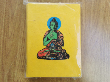 Extra dickes Lokta-Notizbuch  | Motiv: Buddha | ca. 15x20cm, ~60 Seiten, Farbe auswählbar