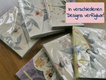 Extra dickes Lokta-Notizbuch ca. 15x20cm | Getrocknete Blüten mit Verschlusstechnik | verschiede Ausführungen