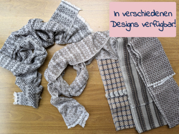 Kaschmir Schal - Muffler (Grau/Braun-Töne), ca. 30x150cm) | Handgemacht, WSDO | in verschiedenen Designs verfübar