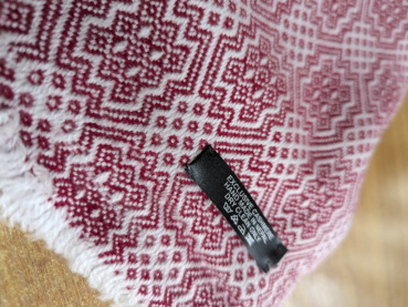 Stola 70x200cm mit Strickmuster | 100% Kaschmir, Weinrot-Weiß | Handgemacht, WSDO - EINZELSTÜCK