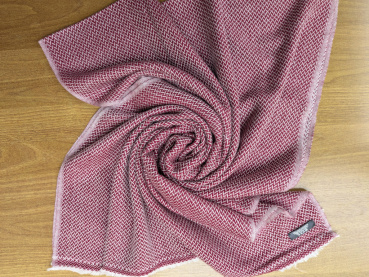 Kashmir Schal 70x200cm | Jacquard-Muster in Bordeauxrot | Pashmina Stola, Handgefertigt, WSDO - EINZELSTÜCK
