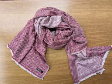 Kashmir Schal 70x200cm | Jacquard-Muster in Bordeauxrot | Pashmina Stola, Handgefertigt, WSDO - EINZELSTÜCK
