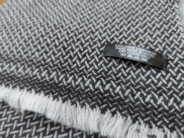 Kashmir Schal 70x200cm | Jacquard-Muster in dunklem Grau | Pashmina Stola, Handgefertigt, WSDO - EINZELSTÜCK