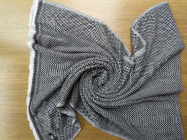Kashmir Schal 70x200cm | Jacquard-Muster in dunklem Grau | Pashmina Stola, Handgefertigt, WSDO - EINZELSTÜCK