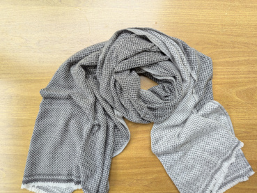 Kashmir Schal 70x200cm | Jacquard-Muster in dunklem Grau | Pashmina Stola, Handgefertigt, WSDO - EINZELSTÜCK