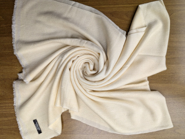 Großer Pashmina mit Jacquard-Muster | 100% Kaschmir | Stola 70x200cm, hell-gelb | Handgemacht, WSDO - EINZELSTÜCK