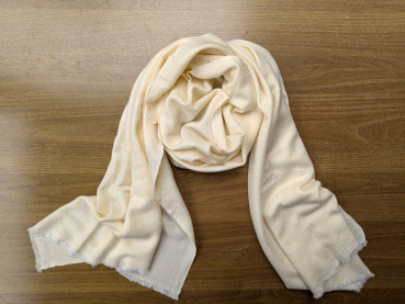 Großer Pashmina mit Jacquard-Muster | 100% Kaschmir | Stola 70x200cm, hell-gelb | Handgemacht, WSDO - EINZELSTÜCK