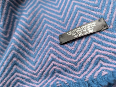 70x200cm Stola | 100% Kaschmir Pashmina, blau-rosa |  Handgefertigt, WSDO - EINZELSTÜCK