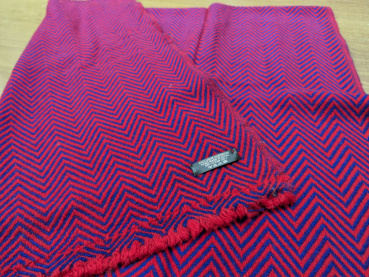 100% Kaschmir Pashmina 70x200cm | Rot + Dunkelblau | Stola, Handmade, WSDO - EINZELSTÜCK