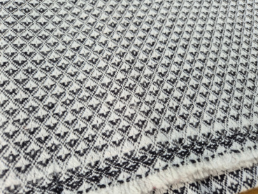 Großer Pashmina mit Jacquard-Muster | 100% Kaschmir | Stola 70x200cm, dunkelgrau-weiß | WSDO - EINZELSTÜCK
