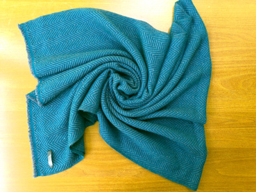 100% Kaschmir Pashmina 70x200cm | Türkis-Grau | Stola, Handmade, WSDO - EINZELSTÜCK