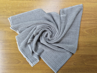 Kaschmir Schal | Hellgrau + Weiß, Stola 70x200cm | Handgemacht, WSDO | EINZELSTÜCK