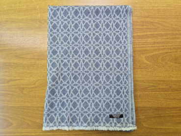 Stola 70x200cm mit Strickmuster | 100% Kaschmir, Taubenblau-Weiß | Handgemacht, WSDO - EINZELSTÜCK