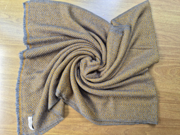100% Kaschmir Pashmina 70x200cm | Ocker-Grau | Stola, Handmade, WSDO - EINZELSTÜCK