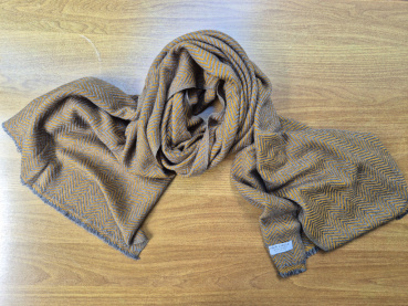 100% Kaschmir Pashmina 70x200cm | Ocker-Grau | Stola, Handmade, WSDO - EINZELSTÜCK