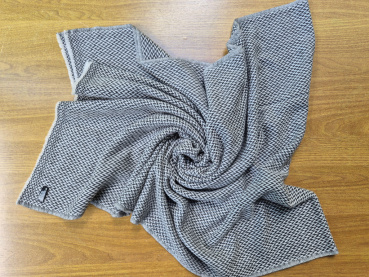 Stola 70x200cm mit Strickmuster | 100% Kaschmir, Grau-Weiß | Handgemacht, WSDO - EINZELSTÜCK