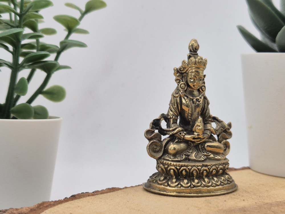 Preview: Amitayus aus Messing | Mini Statue | 5,7 cm | Handgefertigt in Nepal
