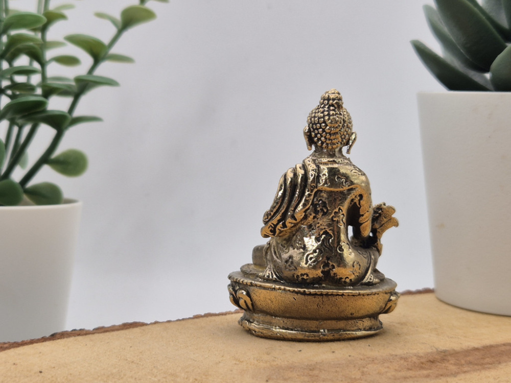Medizin Buddha aus Messing | Mini Statue | 5,5 cm | Handgefertigt in Nepal