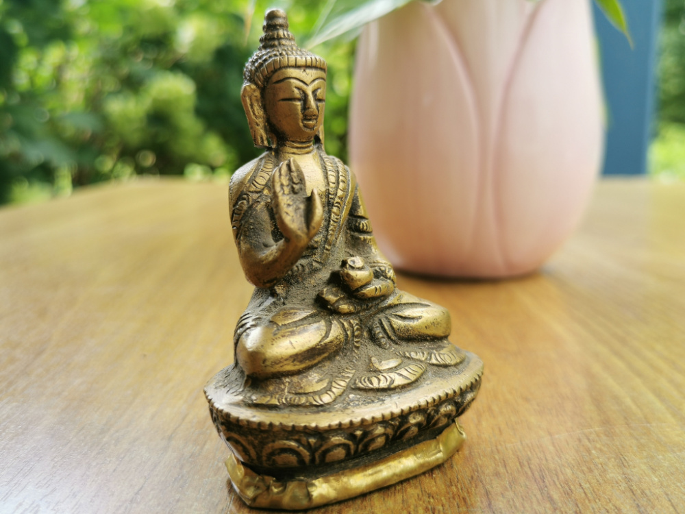 Kleiner Beschützer Buddha aus Messing | matt | ca.8cm