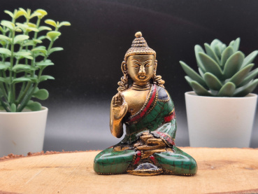 Verzierter Beschützer Buddha aus Messing | ca.7cm