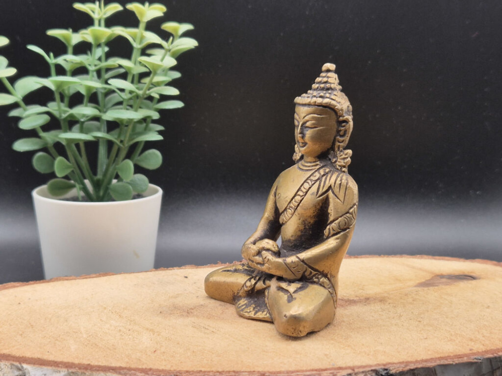 Preview: Meditierender Buddha aus Messing | ca. 8 cm | Ohne Sockel