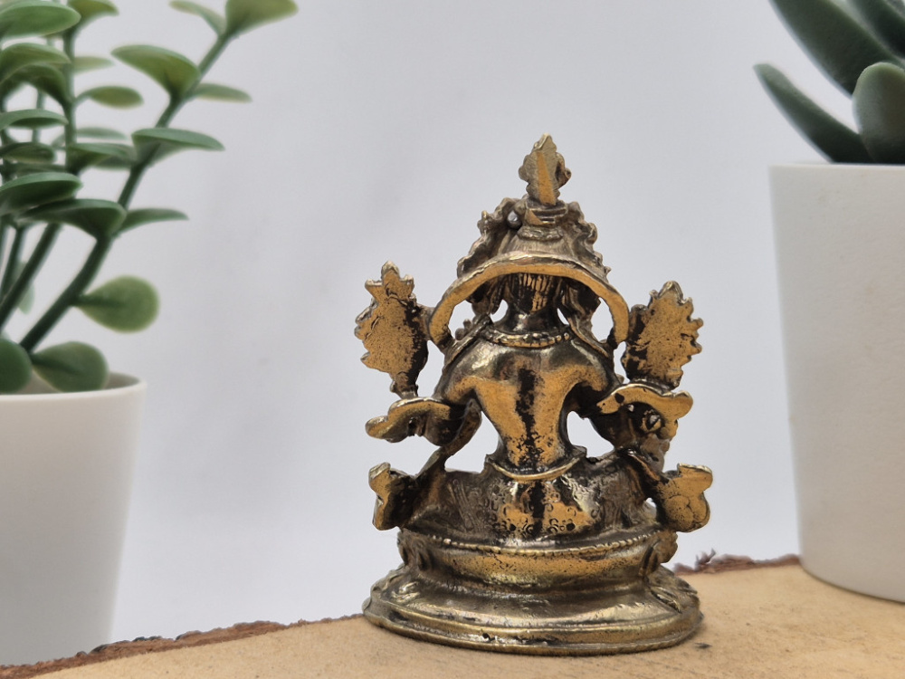 Grüne Tara aus Messing | Mini Statue | 6 cm | Handgefertigt in Nepal