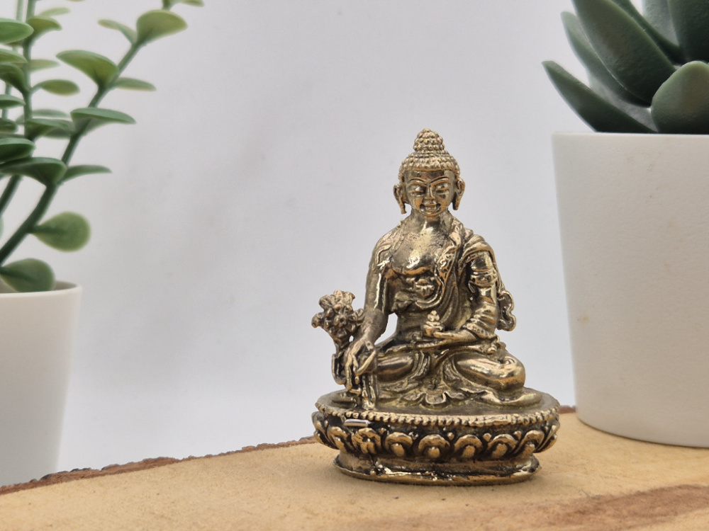 Medizin Buddha aus Messing | Mini Statue | 5,5 cm | Handgefertigt in Nepal