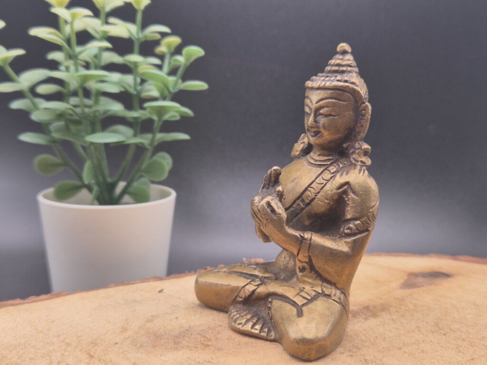 Preview: Vairocana Buddha aus Messing | Dharmachakra Mudra | ca. 8 cm