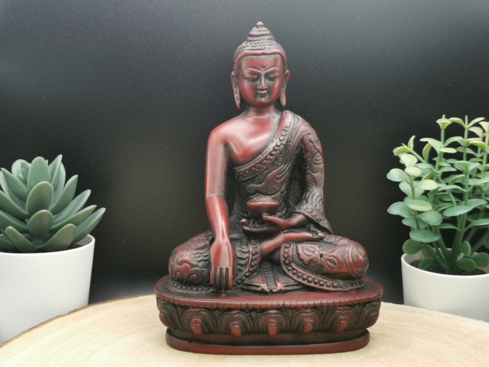 Erdender Buddha aus Resin mit Bhumisparsha Mudra