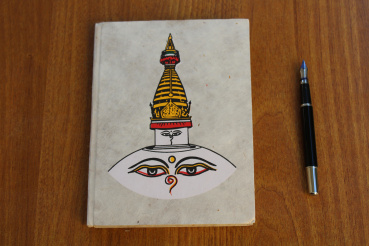 Großes Lokta-Notizbuch | Motiv: Stupa | ca. 15x20cm, ~40 Seiten, Farbe auswählbar