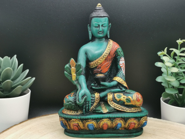 Medizin Buddha aus Resin | Handbemalt, ca. 13cm, Gießharz