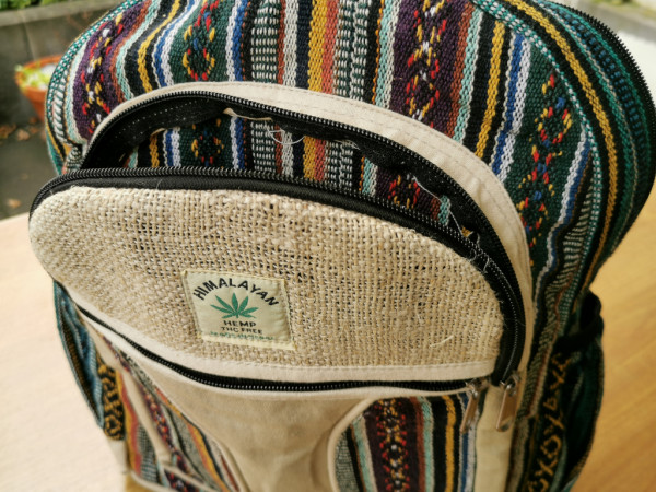 Hanf-Rucksack | Nepal-Style, 100% natürlich, handgewebte Hippie Tasche | Design wählbar