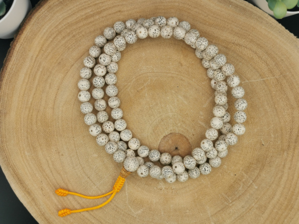 Rattan "Lotus" Mala-Gebetskette | 108+1 Perlen, hell