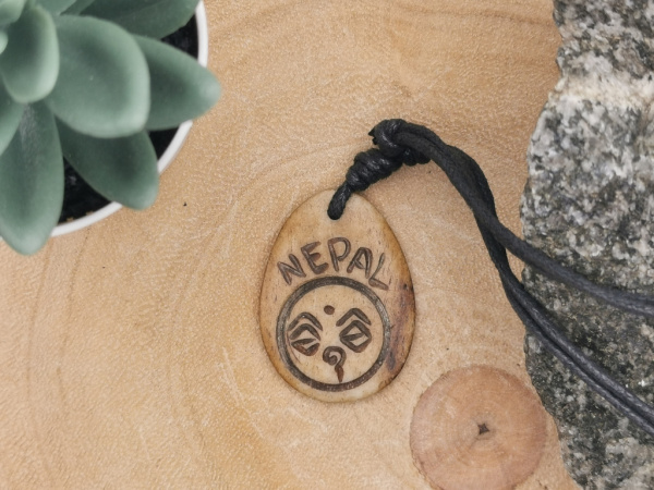 Kette "Buddha-Eyes" + Nepal | Tropfen-Form | braun