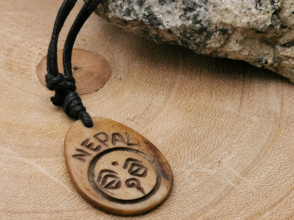 Kette "Buddha-Eyes" + Nepal | Tropfen-Form | braun