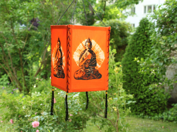 Lampenschirm aus Baumwollfaser; Motiv: Buddha, orange