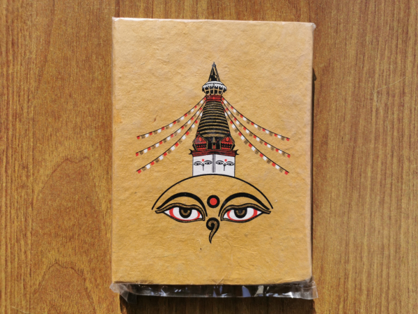 Kleines Lokta-Notizbuch | Motiv: Stupa | ca. 12x15cm, ~40 Seiten, Farbe auswählbar