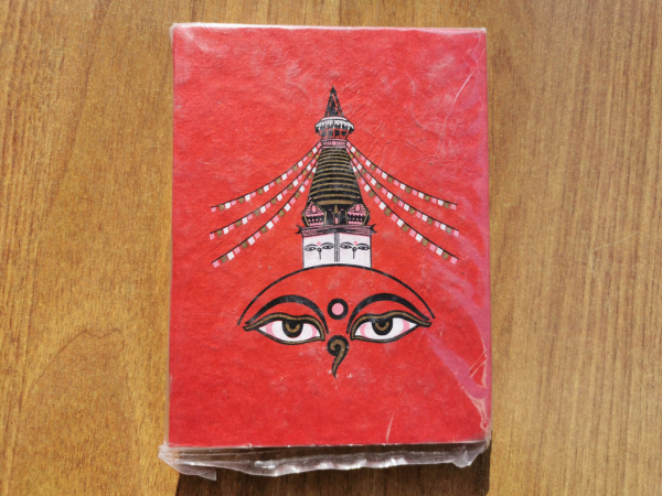 Kleines Lokta-Notizbuch | Motiv: Stupa | ca. 12x15cm, ~40 Seiten, Farbe auswählbar