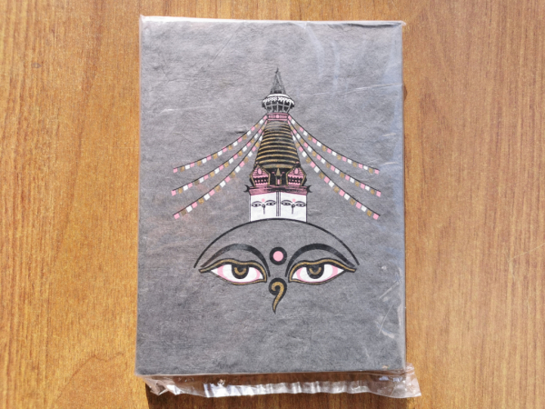 Kleines Lokta-Notizbuch | Motiv: Stupa | ca. 12x15cm, ~40 Seiten, Farbe auswählbar